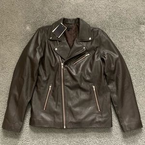 Size Large ASOS Design Brown Leather Biker…